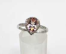 Load image into Gallery viewer, 1700: Vintage: 9ct White Gold Pink Morganite 26 Diamonds Dress Ring- petite, sparkling, pink
