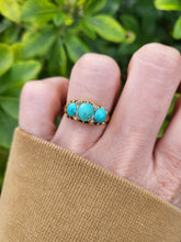 Load image into Gallery viewer, 0540: Antique: 18ct  Gold Turquoises Rose Cut Diamonds - Date Mark 1911
