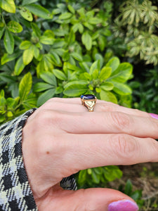 0765: Vintage; 9ct Gold French Blue Sapphire Cocktail Ring- remarkable