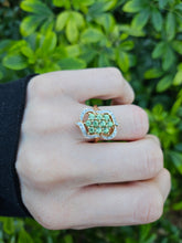 Load image into Gallery viewer, 0941: Vintage; 14ct Gold demantoid Garnets Diamonds Cocktail Cluster Ring- splendid
