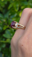 Load image into Gallery viewer, Vintage: 9ct Gold  Rare Purple Star Sapphire Natural Diamonds Cocktail Ring
