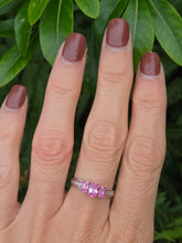 Load image into Gallery viewer, 2163 :Vintage: 9ct White Gold Pink Sapphires Diamonds Ring- Petite, sparkling beauty

