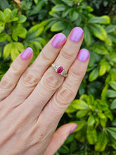 Load image into Gallery viewer, 0795: Vintage: 14ct Gold Rubies Baguette Diamonds Dress Ring- lovely symmetry
