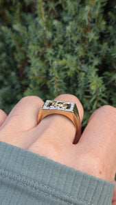 2359 Vintage: Statement 9ct Gold Natural Diamond Golden Eagle Signet Ring