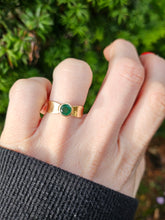 Load image into Gallery viewer, 1303: Vintage: 9ct Gold Round Cut Emerald Solitaire Ring- a beauty
