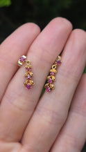 Load image into Gallery viewer, 2426 Vintage; 9ct Gold Rubies Drop/Dangle Stud Earrings
