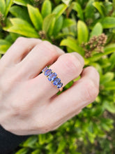Load image into Gallery viewer, 0970: Vintage: Rare 9ct Gold Iolites 5 Stone Dress/Stacker Ring- lovely colours
