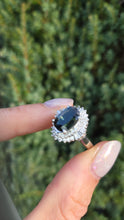Load image into Gallery viewer, Platinum Green Sapphire (2.11ct) Natural Diamonds (0.69ct) Cluster Ring - Rare
