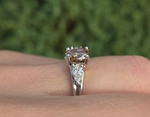 Load image into Gallery viewer, Vintage: 14ct White Gold Pear Cut Cognac Diamond (0.63ct) Diamonds 3 -Stone Ring - a rare, sparkling find.
