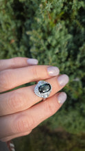 Load image into Gallery viewer, Platinum Green Sapphire (2.11ct) Natural Diamonds (0.69ct) Cluster Ring - Rare
