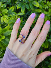 Load image into Gallery viewer, 0888: Vintage: 9ct Gold Blue Iolites Purple Amethyst &quot;spray&quot; ring- beautifully paired
