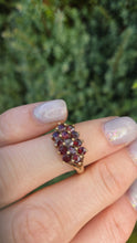 Load image into Gallery viewer, Vintage: 9ct Gold Rich Red Garnets Tiered Cluster Ring- From 1974
