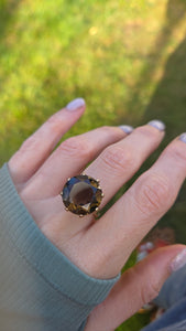 Vintage: Large 9ct Round Cut Smokey Quartz Ring