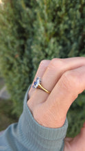 Load image into Gallery viewer, Antique: 18ct Gold Art Deco Cornflower Blue Sapphires Diamonds Geometric Set Ring
