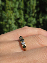 Load image into Gallery viewer, 1883: Vintage; 18ct Gold Tsavorite Green Garnets Natural Diamond Stacker/Half- Eternity Ring- From 1969

