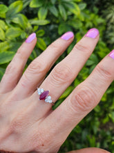 Load image into Gallery viewer, 0936: Vintage: Platinum Marquise Cut Rich Red Ruby Diamonds Trefoil Set Ring-Very Special
