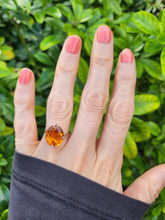 Load image into Gallery viewer, 0281: Vintage: Platinum Fiery Orange Citrine Solitaire Signet Ring.
