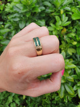 Load image into Gallery viewer, A5648: Vintage:18ct Gold Emeralds (1.25ct)  Diamonds Band- Old &amp; Heavy, Statement
