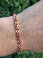 Load image into Gallery viewer, 2319: Vintage:: 18ct Gold Padparadscha 39&nbsp; Orange Sapphires (8.19ct) Tennis Bracelet- Exquisite
