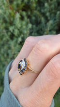 Load image into Gallery viewer, Vintage: 9ct Gold French Blue Sapphires Natural Diamonds Cluster Ring
