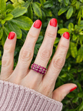 Load image into Gallery viewer, 0965: Vintage: Substantial 9ct Gold Rubies Diamonds Geometric Set Ring- fabulous
