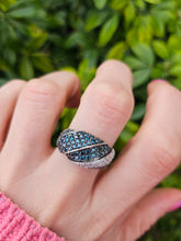 Load image into Gallery viewer, 1020: Vintage; Spectacular: 9ct White Gold Blue &amp; White Diamonds Cocktail Ring-1.73 carats
