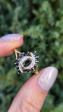 Load image into Gallery viewer, Vintage: 9ct Gold French Blue Sapphires Natural Diamonds Cluster Ring
