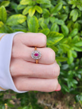 Load image into Gallery viewer, 0036:  Vintage: Rare -22ct Gold Ruby Diamonds Halo Cluster Ring- Superb quality
