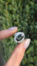 Load image into Gallery viewer, Platinum Green Sapphire (2.11ct) Natural Diamonds (0.69ct) Cluster Ring - Rare
