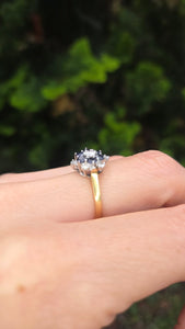 2445 Vintage: 18ct French Blue Sapphires Natural Sparkling Diamonds Flower Head Ring