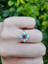 Load image into Gallery viewer, 0276: Vintage: 9ct Gold Lilac Amethyst Opals Flower Head Ring
