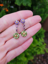 Load image into Gallery viewer, 0178: Vintage: 18ct White Gold Multi-Gems Drop Earrings- beautifully paired
