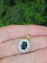 Load image into Gallery viewer, 2042: Vintage: 9ct Gold French Blue Sapphire Diamonds Pendant
