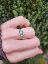 Cargar imagen en el visor de la galería, 1172: Vintage: 18ct Gold Emeralds Diamonds Dress Ring- lovely combination
