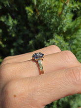Load image into Gallery viewer, 2115: Vintage: 9ct Gold 6 Tanzanites Diamond Floral Daisy Ring
