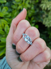 Load image into Gallery viewer, 0519: Vintage: 9ct White Gold Blue Aquamarines Diamonds Dress Ring- Lovely combination
