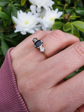 Load image into Gallery viewer, 9002: Vintage: (1976) 18ct Gold French Blue Sapphire Full Cut Diamonds Ring- Exquisite
