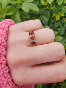 7128: Antique/Vintage: 18ct Gold Vibrant Orange Citrines Diamonds Ring- superb quality.