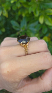 2331 Vintage: 9ct Gold Large Cognac Smokey Quartz Ring- From 1972- Statement