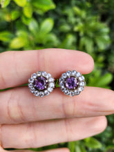 Load image into Gallery viewer, A8277: Vintage: Rare, Large 9ct Gold Alexandrite White Sapphires Clip-On Earrings
