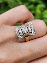 Load image into Gallery viewer, 1915: Vintage: 9ct Gold Art Deco Style 37 Diamonds Panel Ring- Hallmarked in London
