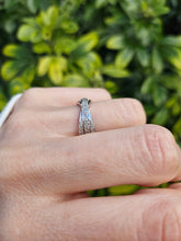 Load image into Gallery viewer, 1114: Vintage: 9ct White Gold Diamonds Crossover Dress Ring- crisp &amp; sparkling
