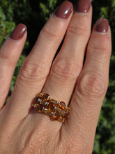 Cargar imagen en el visor de la galería, 2157: Vintage; 9ct Gold Orange and Yellow Citrine Openwork Cocktail Ring
