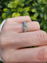 Load image into Gallery viewer, 1241: Vintage ;Rare 9ct Gold Blue, Green &amp; White Diamonds Dress/Stacker Ring
