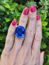 Load image into Gallery viewer, 0001: Phenomenal Vintage: 9ct White Gold Cushion Cut Blue Quartz Statement Ring
