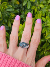 Load image into Gallery viewer, 1020: Vintage; Spectacular: 9ct White Gold Blue &amp; White Diamonds Cocktail Ring-1.73 carats
