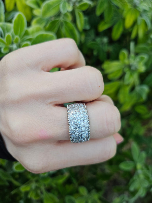 6499 Vintage: 18ct White Gold 88 Diamond (1.77ct) Pavé Half Hoop Band Ring — From 1978