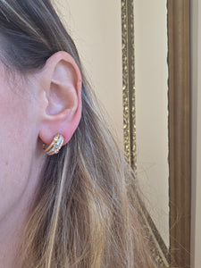 2287 Vintage: 18ct Gold Yellow, Rose, White Gold 20 Diamonds Earrings