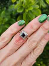 Load image into Gallery viewer, 0102: Vintage: 18ct Gold Platinum Art Deco Sapphire Diamonds Square Set Ring
