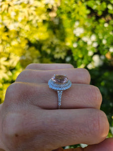 1733: Vintage: 14ct Gold Pink Morganite 70 Diamonds Cocktail Ring- simply gorgeous
